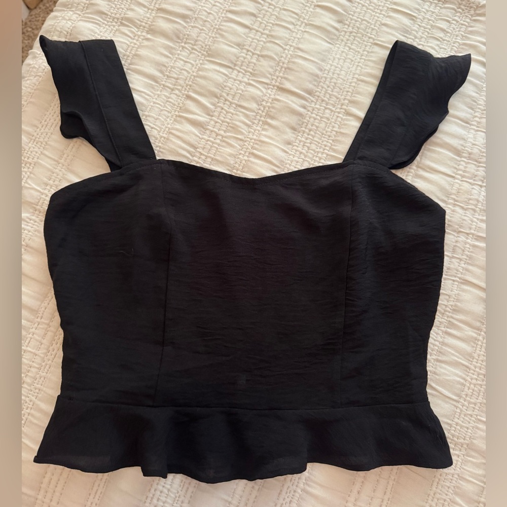 Altar'd State Black Ruffle Tank Top